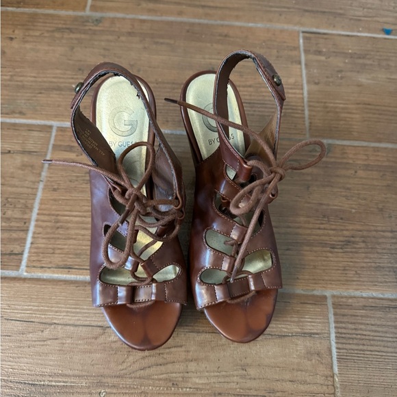G by Guess Brown Lace-Up Platform Heels (Size 8M) - Picture 2 of 8